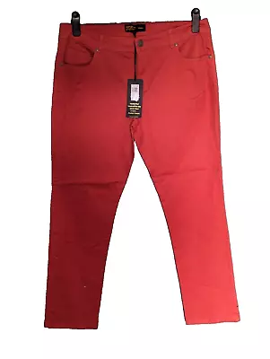 Womens New Dark Coral Skinny Leg Jeans Ladies Uk Plus Size 18-20 'f69 • £5.99