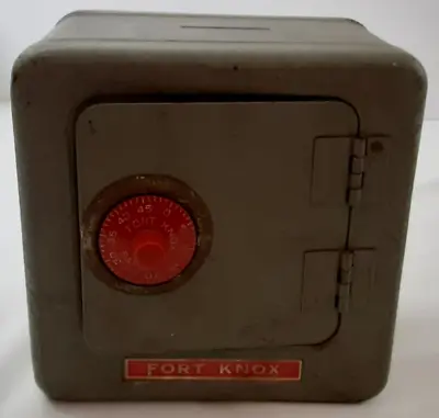 Vintage 1960's Toy Metal Piggy Bank Combination Safe Fort Knox • $17.01