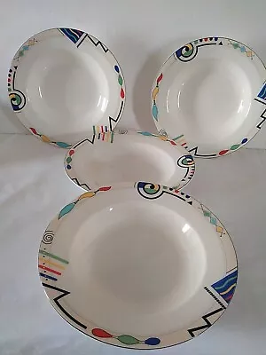 4 Mikasa Ultima Plus Headline Soup Bowls Geometric Abstract HK232 • $59.99