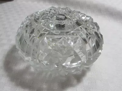 Vintage Cut Glass Jewelry Trinket Dish Dresser Vanity Jar With Lid Round • $15
