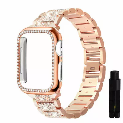$23.99 • Buy Bling Stainless Steel IWatch Band Case For Apple Watch Series 8 7 6 5 4 3 2 1 SE