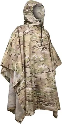 $54.05 • Buy LOOGU Hooded Rain Poncho, Camo Military Emergency Raincoat For Adult Men & Women