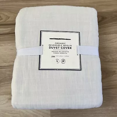 Pottery Barn Dorm Organic Reversible Muslin Duvet Cover - Twin - White/Ivory • $66.75