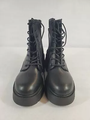 Madden Girl Women's Talent Black Round Toe Side Zip Ankle Combat Boots Size 8 M • $15.99