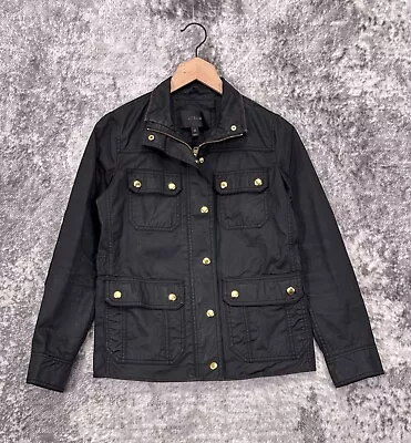 J Crew Downtown Field Jacket Womens Black Cargo Utility Size PS Petite Small • $41.99