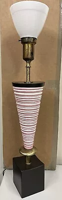 Rare Mid Century Modern Rembrandt Coiled Pottery  Brass Torchiere Lamp Eames Era • $350