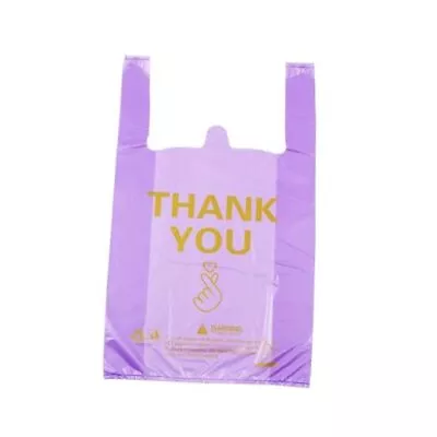  Thank You T Shirt Bag Plastic Grocery Bag For Small Purple (Pack Of 50) • $11.33