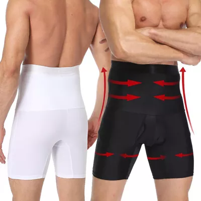 Mens Compression High Waist Boxer Shorts Girdle Pants Body Shaper Tummy Control • $12.79