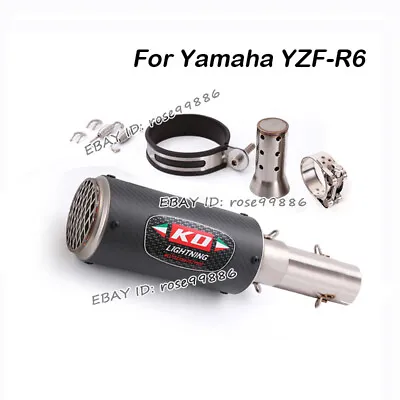 Exhaust System Middle Link Pipe Carbon Fiber Muffler For Yamaha YZF-R6 2006~2023 • £92.40