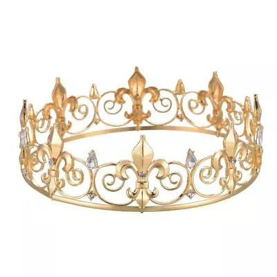 Royal Full King Crown Metal And Tiaras For Cosplay Homecoming Prom Party Gold • $18.99