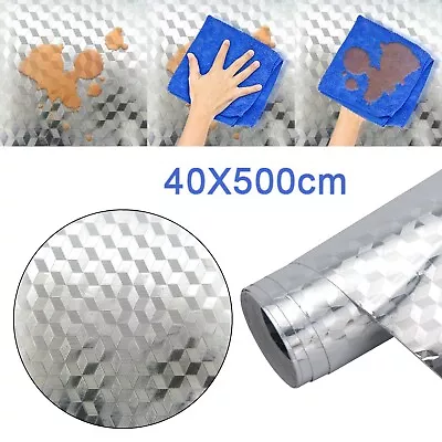 £4.99 • Buy 5m Aluminum Self-adhesive Kitchen Foil Paper Wallpaper Waterproof And Oil Proof