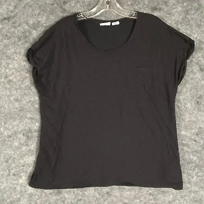 Sigrid Olsen T Shirt XL Black Modal Cotton Short Sleeve Round Neck Chest Pocket • $16.97