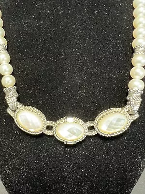 Judith Ripka 925 Cultured Pearl & Mother Of Pearl Necklace-scratches • $129.99