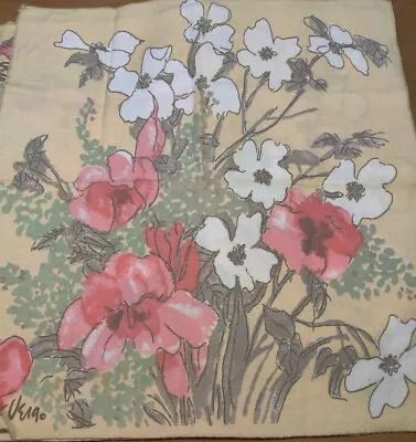 Vintage Signed VERA Napkins Set 4 Floral Rare Design Pink Tan Yellow Green 16  • $28.50