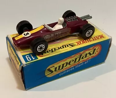 Matchbox Superfast #19 Lotus Racing Car In Box 1971 Promo Sticker Rare • $59