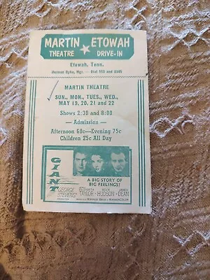 Vintage Etowah Tennessee Martin Theatre Weekly Movie Program Pamphlet Giant • $9.99