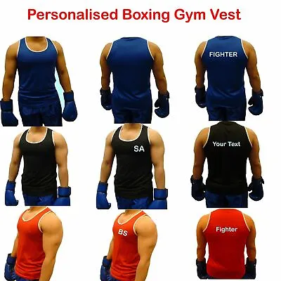 Boxing Vest Training Top Sleeveless Fitness Gym Sports Red Blue Black New • £8.99