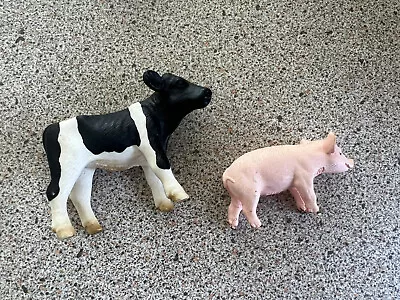 Schleich Farm Animals Pig Piglet Cow Calf Toy Figures • £5