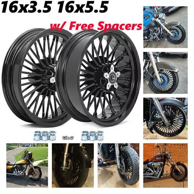16x3.5 16x5.5 Fat Spoke Wheels For Harley Softail Fatboy Night Train FLSTF 06-17 • $599.99