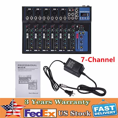 1pcs 7-Channel Bluetooth Portable Audio Mixer USB DJ Sound Mixing Console Board • $63.92