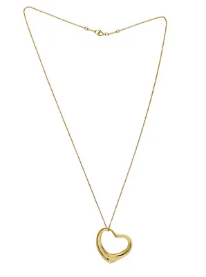 Tiffany & Co Elsa Peretti Large Open Heart Necklace In 18K Yellow Gold • $1089