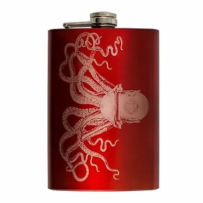 8oz RED Steampunk Octopus Flask • $14.99