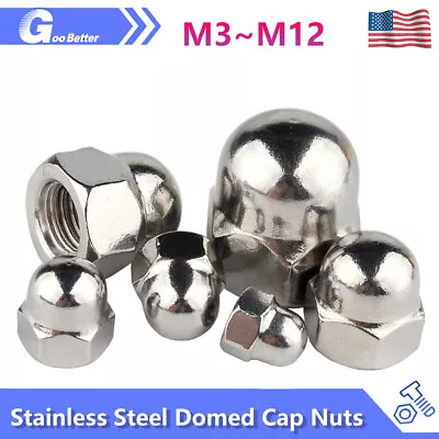 M3 M4 M5 M6 M8 M10 M12 Acorn Nut Hexagon Domed Cap Nuts A2 Stainless Steel • $6.75