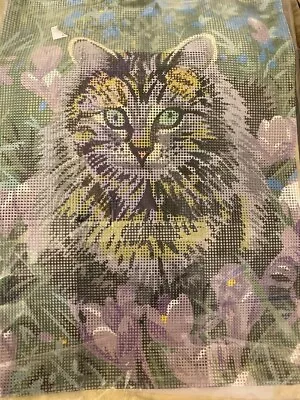 Craft Collection Tapestry Needlepoint Kit CAT AMONG THE CROCUSES 50x40cm BNIP • £14.99