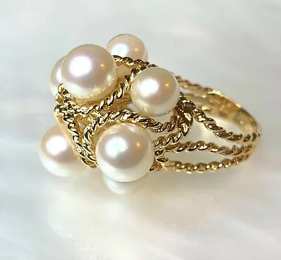 Vintage 14k Yellow Gold Pearl Ring • $1220
