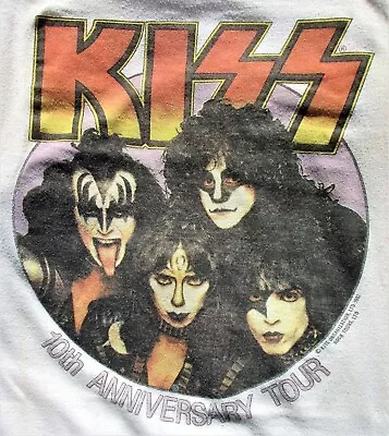 Vintage 80s Kiss Concert T Shirt Mens L 10th Anniversary Eric Carr Vinny Vincent • $399.64