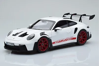 Norev 1:18 Porsche 911 (992) GT3 RS White W/ Pyro Red Wheels Diecast Car • $95