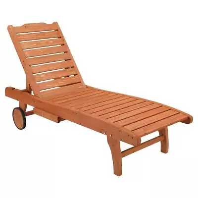 Adjustment Outdoor Modern Wooden Chair Natural Wood Lounge Chair With Wheels • $101.99