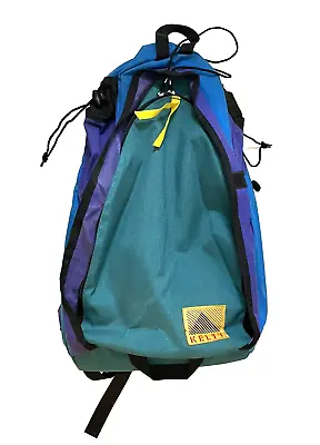 VINTAGE 80s KELTY TRICOLOR NYLON CANVAS HIKING BACKPACK BAG DAY PACK • $85.47