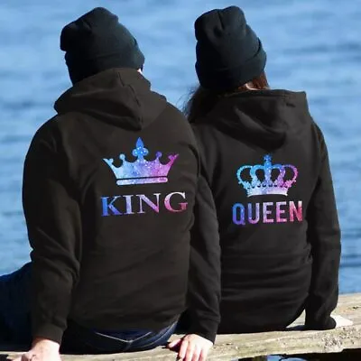 Couple Matching His King And Her Queen Hoodies Set Pullovers For Lovers Couples • $36.78