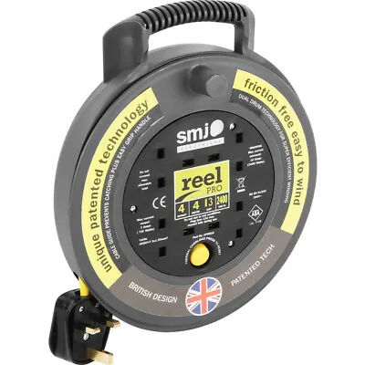£12.99 • Buy SMJ 4M 4 Way Extension Gang Socket Reel Heavy Duty Electrical Mains Lead ¦ CHEAP