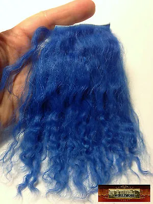 M01356-FS MOREZMORE Tibetan Lamb Fur Mini Sample 2x2 DAZZLING BLUE Doll Hair • $8.90