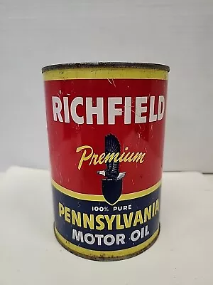 Original Vintage RICHFIELD One Quart Qt Crimped Seam Can In Good Condition • $20.50