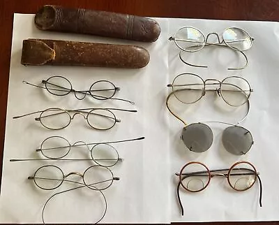 Vintage Eyeglasses Lot Of 8 Pairs Plus 2 Leather Vintage Cases • $345