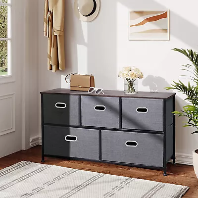 $49.99 • Buy 5 Drawers Extra Wide Dresser Storage Tower Chest Closets Bedroom Entryway Gift