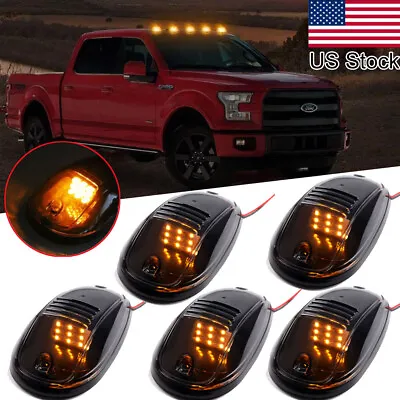 5pcs Amber LED Smoked Lens Cab Rooftop Marker Running Light For Ford F-150 F-250 • $41.99