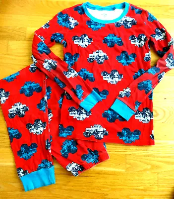 Boys The Childrens Place 14 Cotton Pajamas Red /teal Monster Trucks Long Sl Vguc • $10