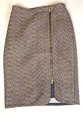 J Crew Women's Zip Front Pencil Skirt Size 2 Metallic Tweed Lined Knee Length • $14