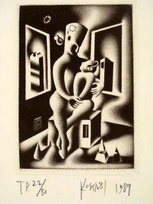 RARE 1989 Mark Kostabi Oedipius Original Art ETCHING HAND SIGNED & Dated LE 30 • $622.94