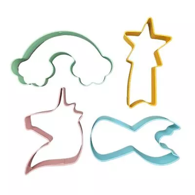 $17 • Buy 4 Pcs Biscuit Cookie Cutter Set Unicorn Rainbow Star Shape Cutters Mould DIY 