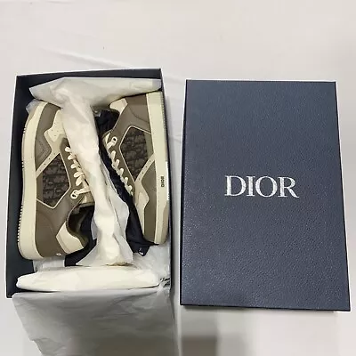 DIOR Oblique Sneakers B27 Low Top Calf Perforated Brown/ Cream Size 42 • $1080