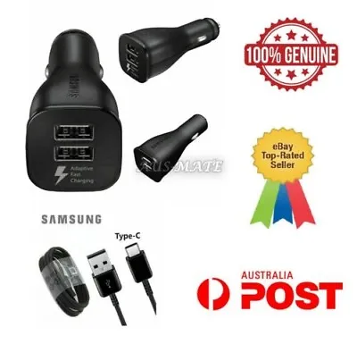 Samsung Dual USB Adaptive Fast Car Charger Type C Cable S10 20 21 22 Note 8 9 10 • $5.49