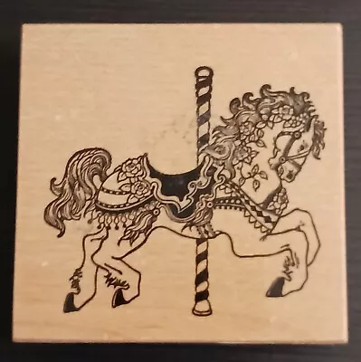 PSX CAROUSEL HORSE Vintage Wood Rubber Stamp 1991 G-994 3x3 Retired • $14.99