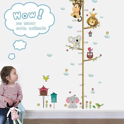 $12.99 • Buy Height Measure Wall Sticker Elephant Lion Zoo Cute Kids Growth Measurement Ruler