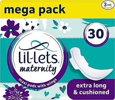 £7.35 • Buy Lil-Lets Maternity Pads Extra Long Maxi Thick Pads With Wings 3 Packs  (10 Pads)