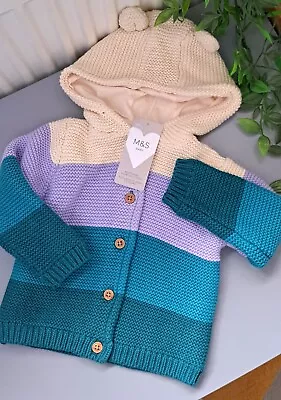 Baby Boy Girl Unisex 12-18 Months BNWT M&s Chunky Knit Jacket Cardigan • £5